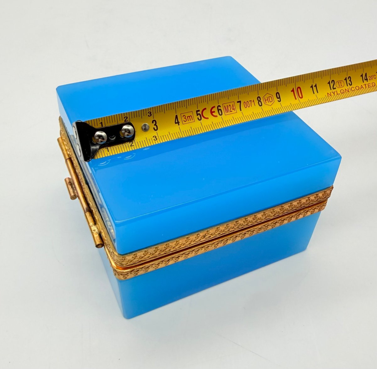 French Charles X Turquoise Blue Opaline Glass And Gilt-brass Box, Circa 1820-1830 -photo-7