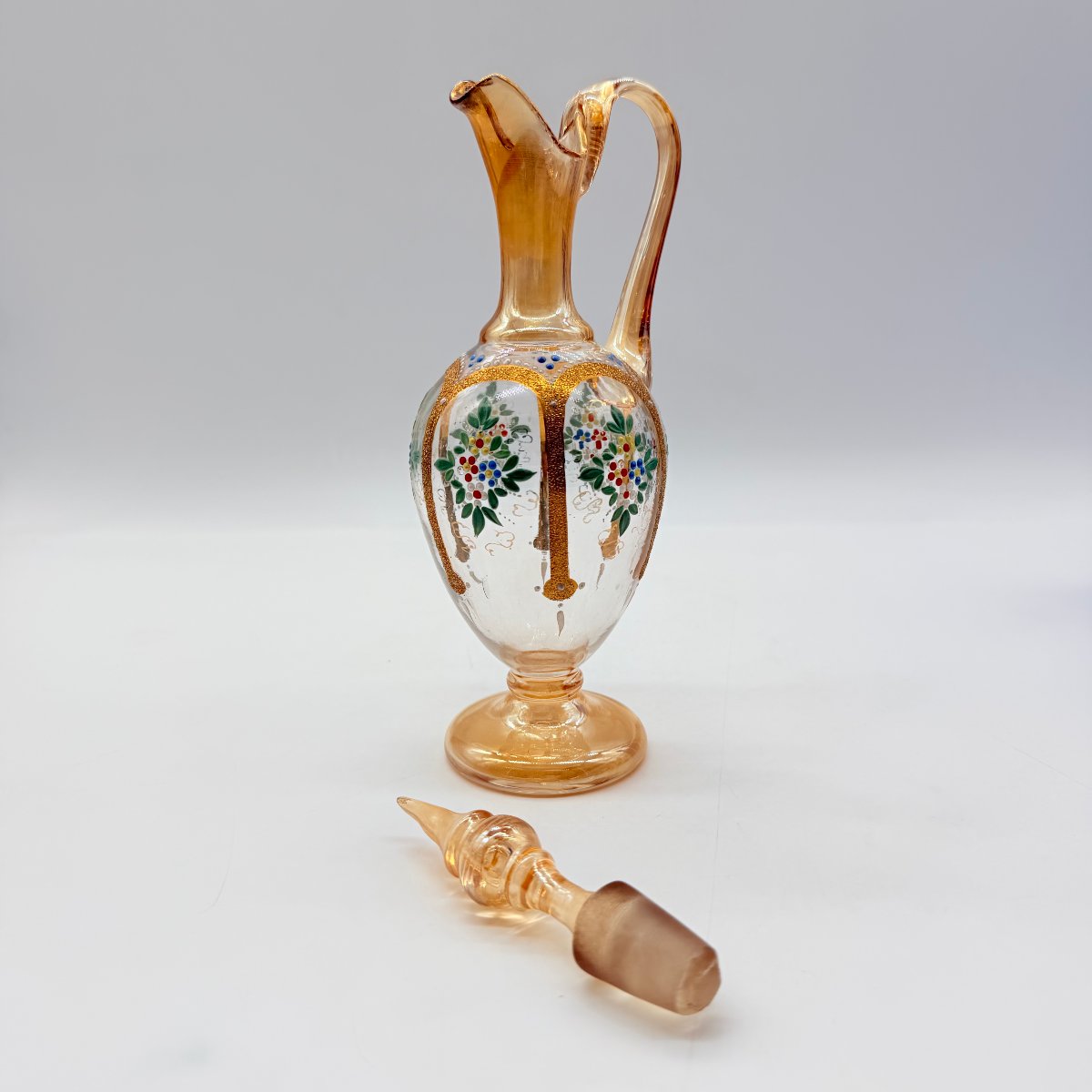 Bohemian Late 19th-century Enameled And Gilt Glass Ewer-photo-5