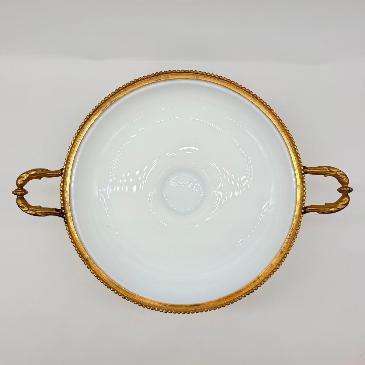 French 19th-century Mounted Opaline Glass Covered Bowl-photo-2