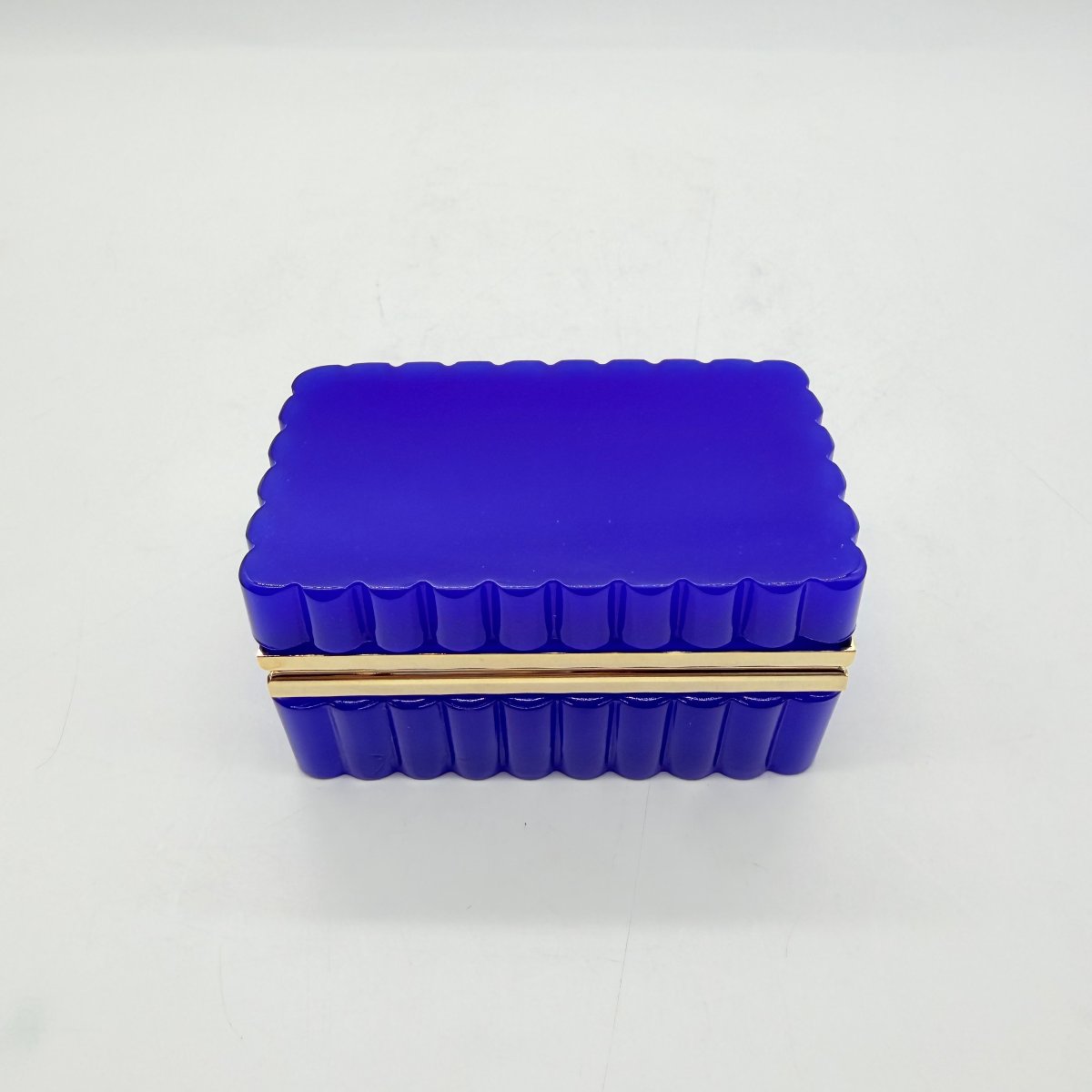 French Or Bohemian 19th-century Cobalt Blue Opaline Glass Box-photo-5