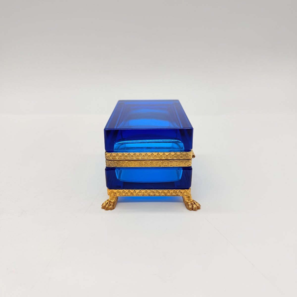 French  19th-century Cobalt Blue Glass Box-photo-3