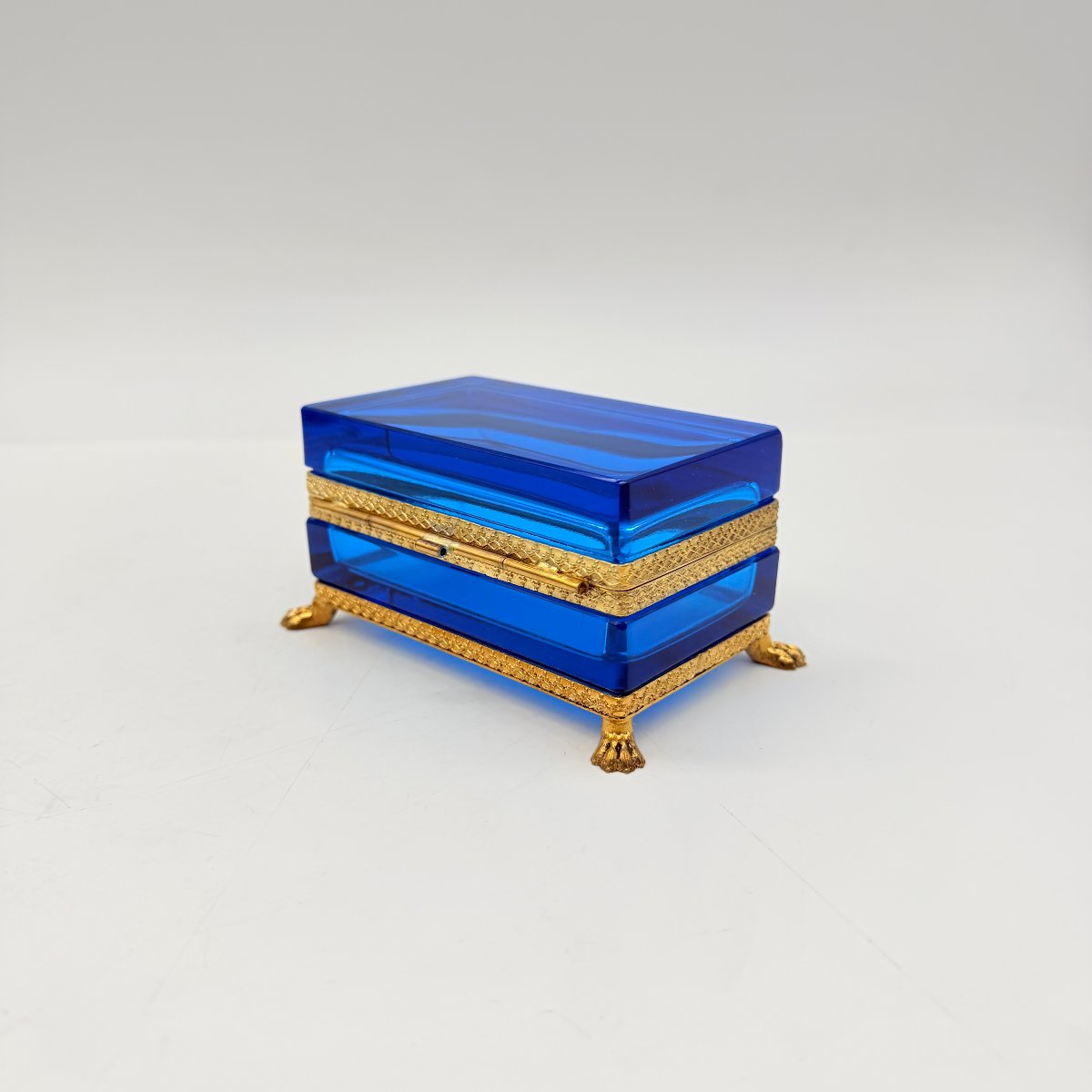French  19th-century Cobalt Blue Glass Box-photo-4