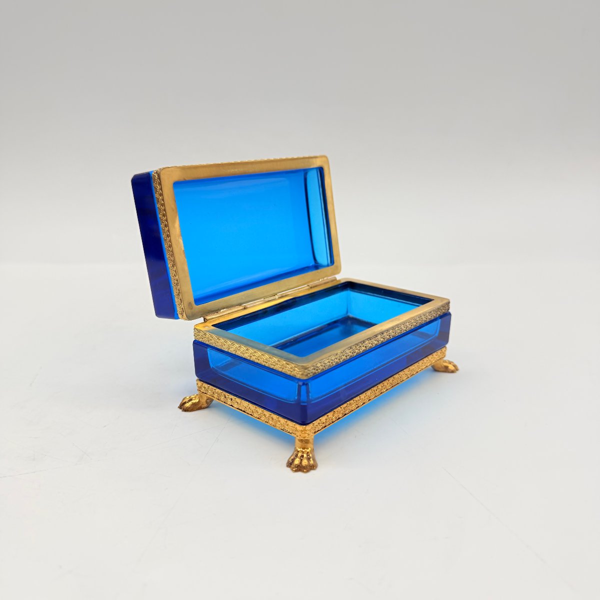 French  19th-century Cobalt Blue Glass Box-photo-1