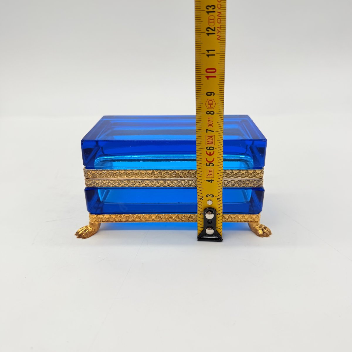 French  19th-century Cobalt Blue Glass Box-photo-8