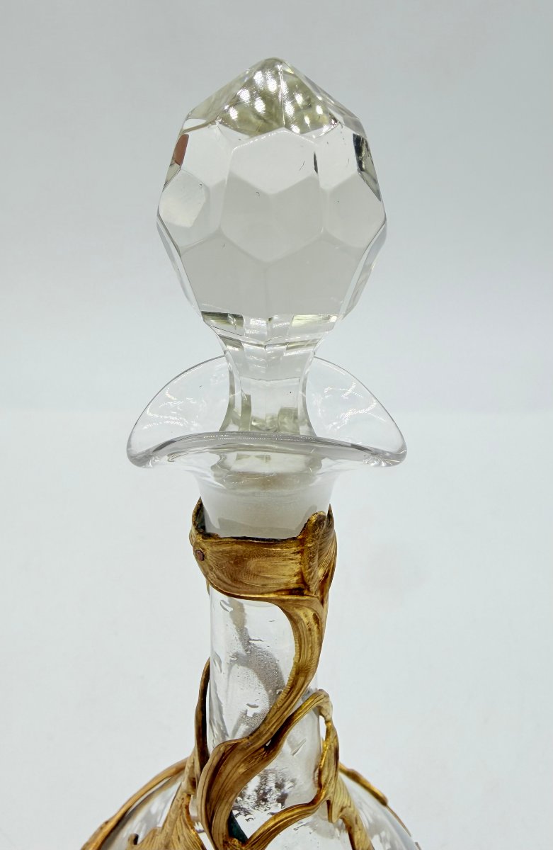 French Art Nouveau Gilt-bronze Mounted Crystal Scent Bottle, Circa 1900 -photo-3