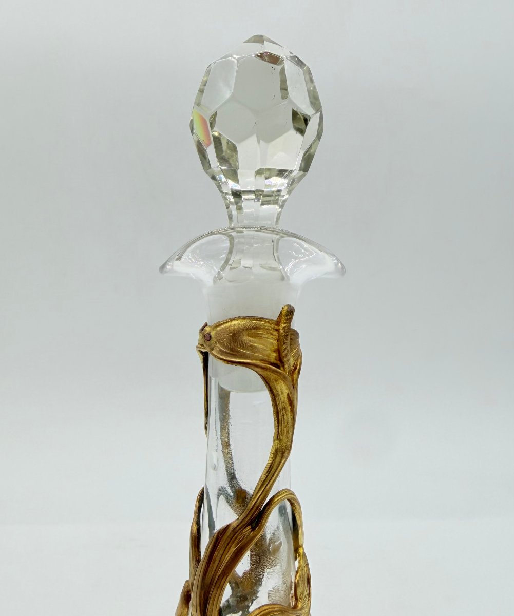 French Art Nouveau Gilt-bronze Mounted Crystal Scent Bottle, Circa 1900 -photo-4