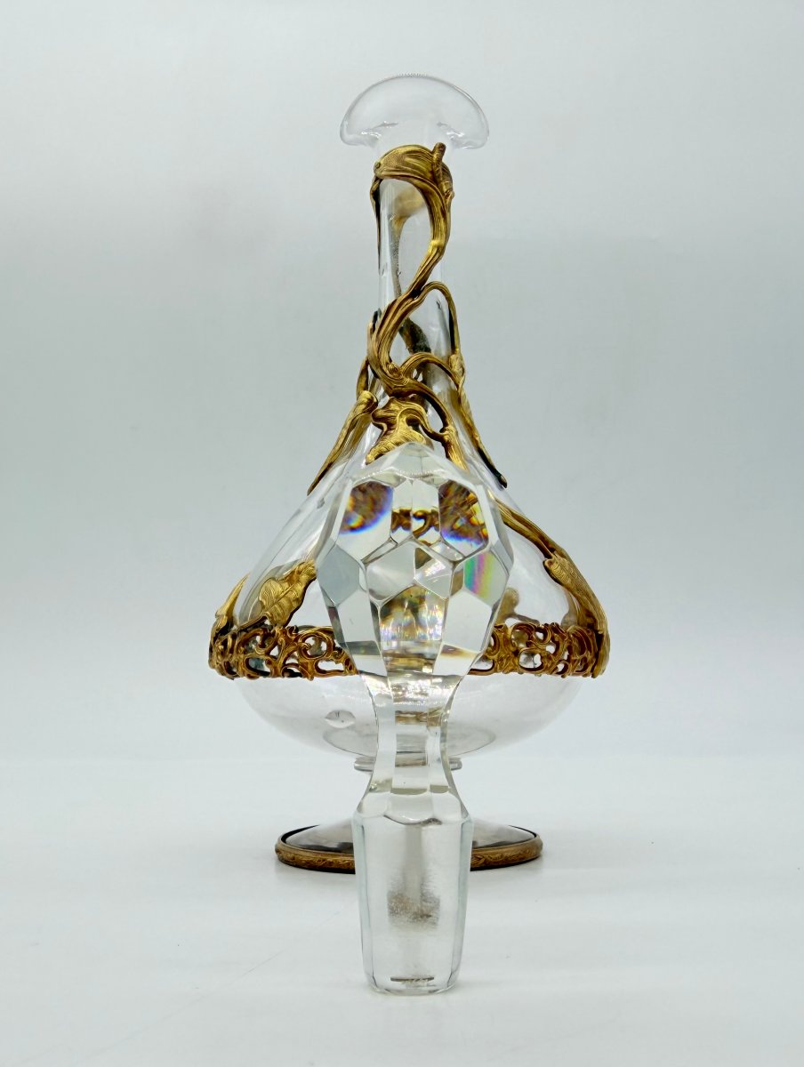 French Art Nouveau Gilt-bronze Mounted Crystal Scent Bottle, Circa 1900 -photo-3