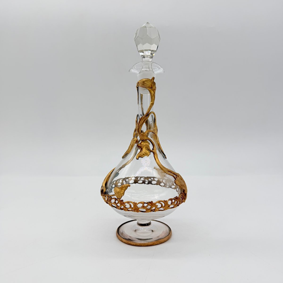 French Art Nouveau Gilt-bronze Mounted Crystal Scent Bottle, Circa 1900 -photo-7
