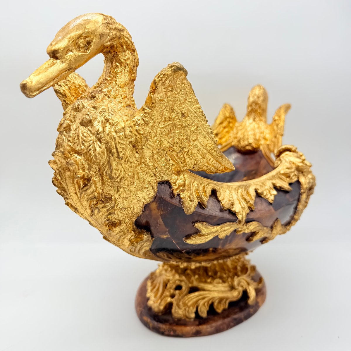 COUPE NAVACELLE OU SURTOUT DE TABLE EN MARBRE ET BRONZE DORÉ, STYLE LOUIS XV, XIXe SIÈCLE   -photo-2