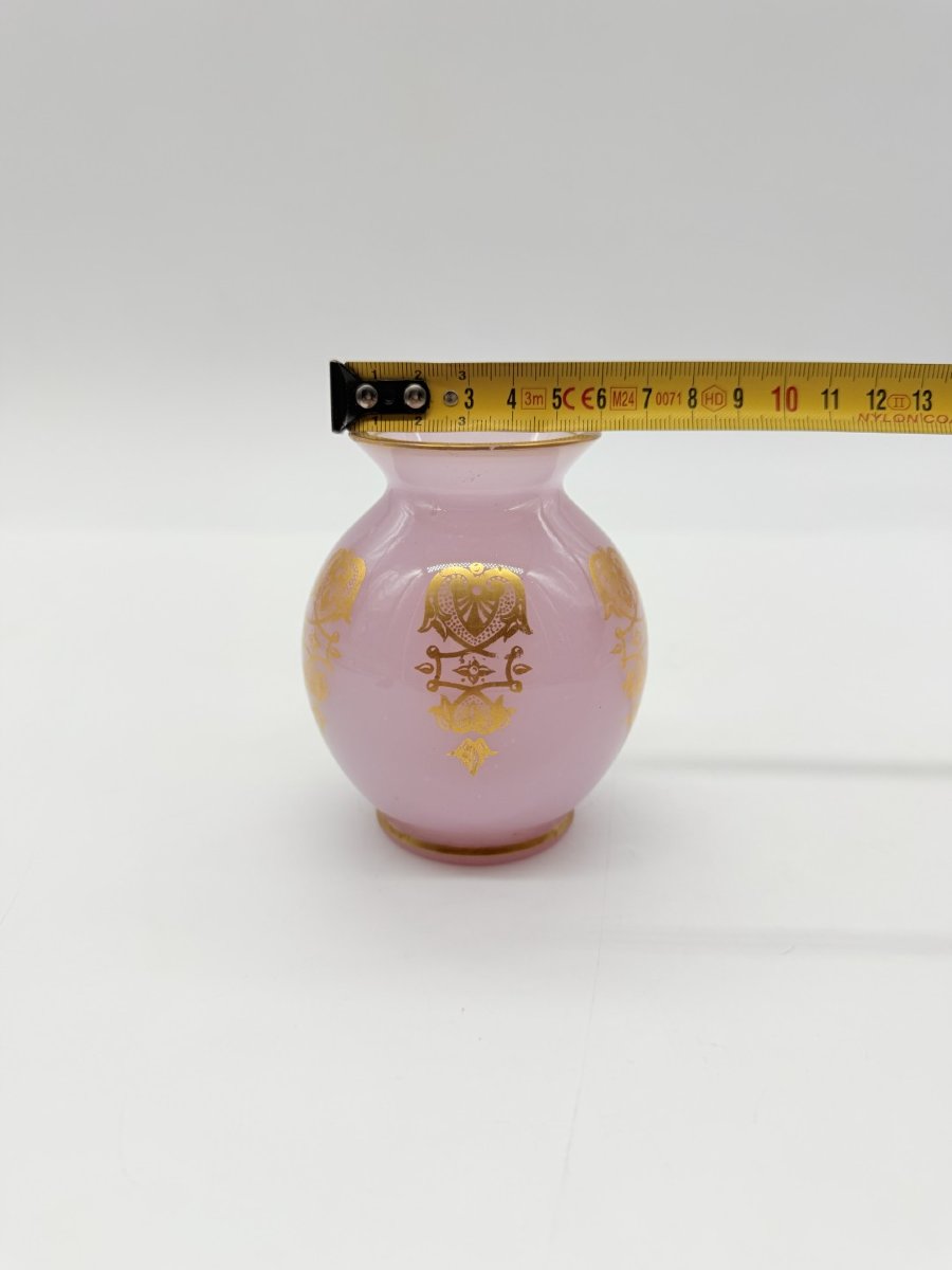Small 19th-century Mauve Opaline Glass Vase With Gilt Decoration-photo-7