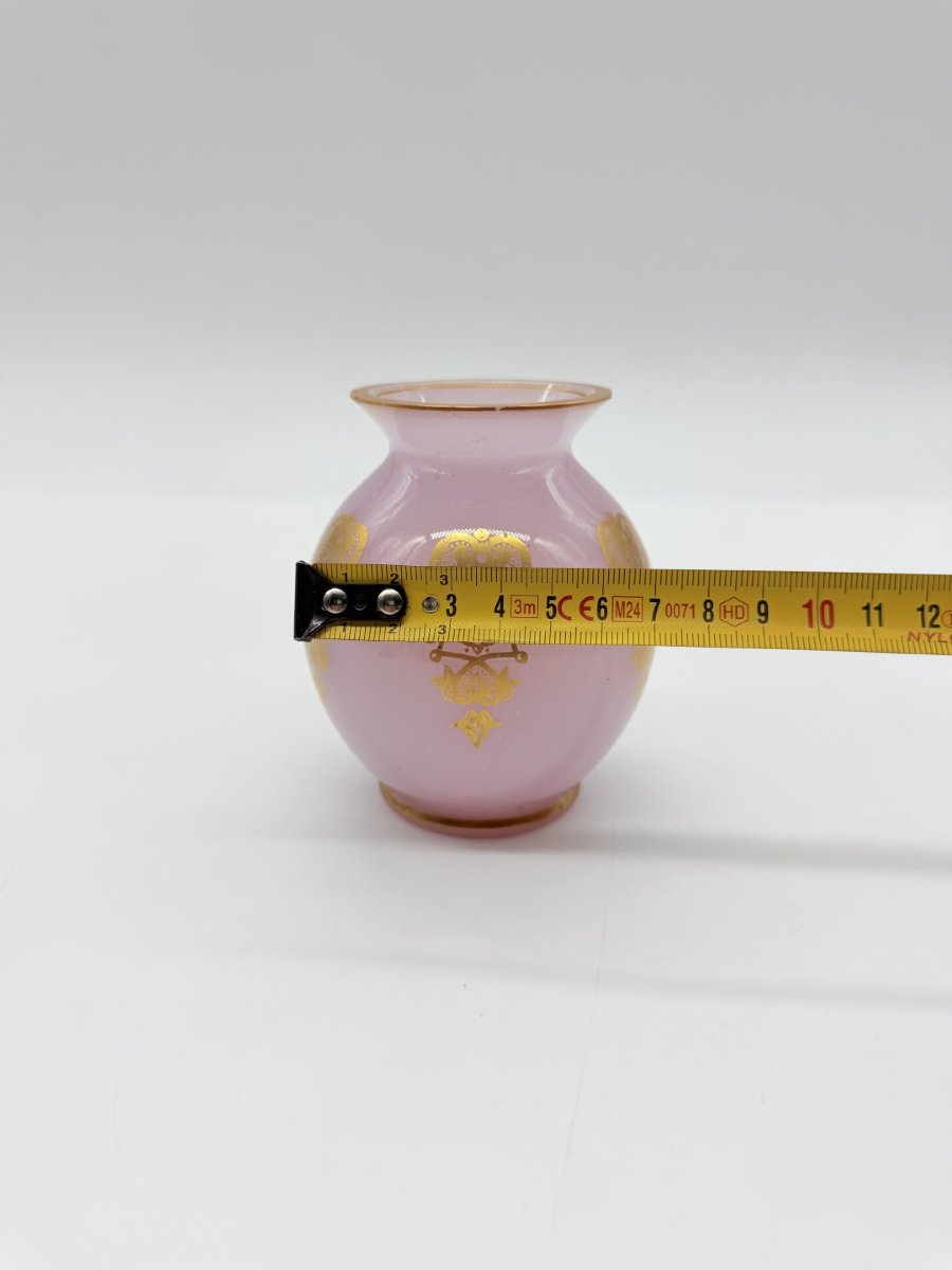 Small 19th-century Mauve Opaline Glass Vase With Gilt Decoration-photo-8
