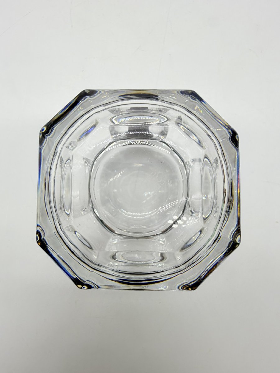 Small Art Deco Octagonal Cut Crystal Box With Metal Mount, Circa 1920-1930 -photo-2