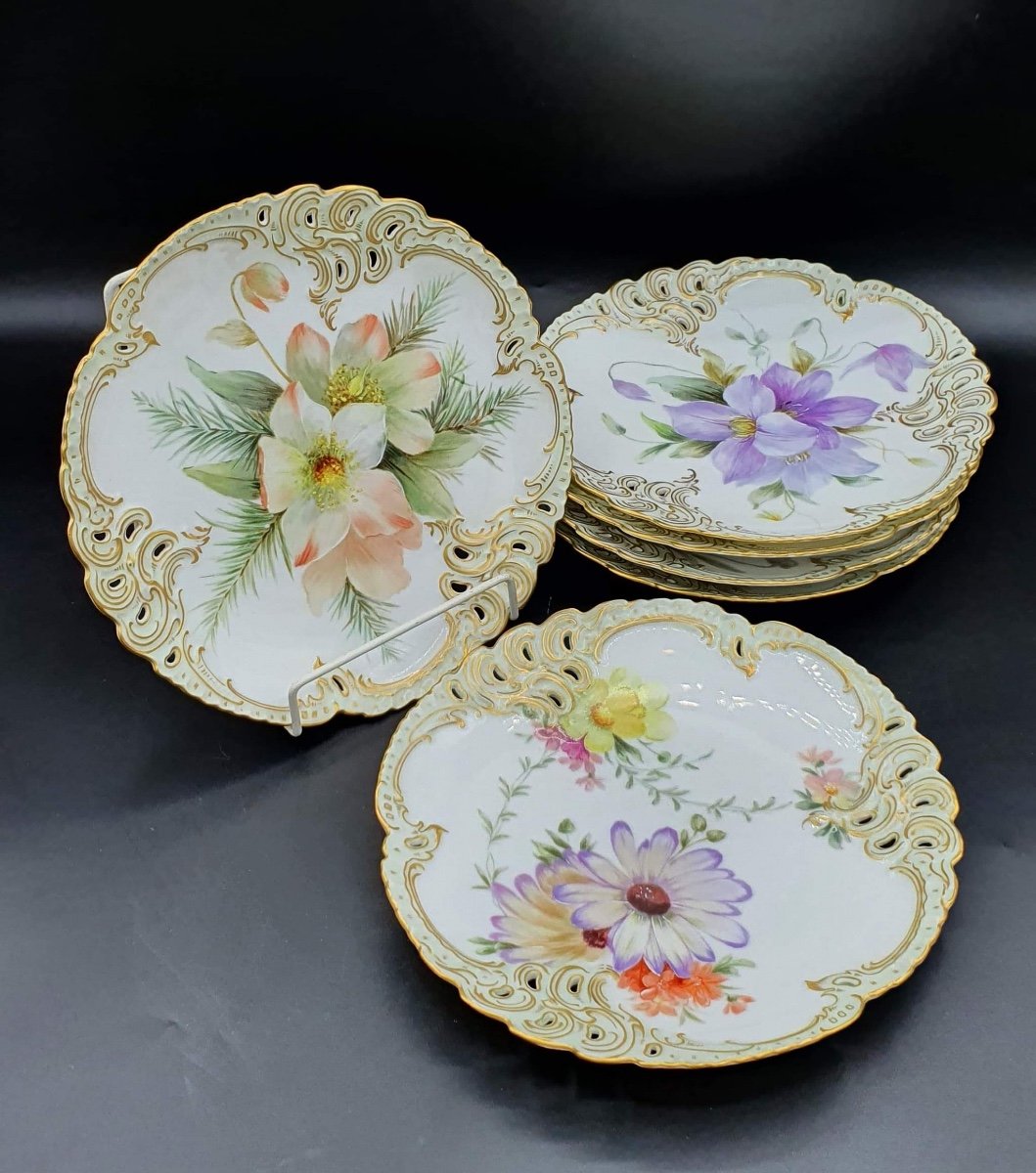 Hand Painted Nymphenburg Porcelain Plates, Set Of 6-photo-2