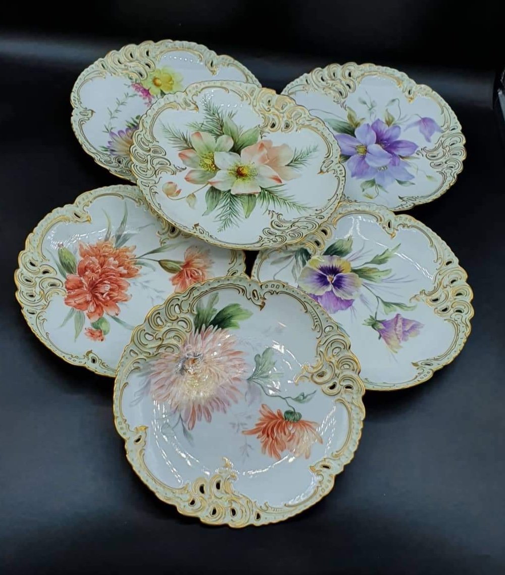 Hand Painted Nymphenburg Porcelain Plates, Set Of 6