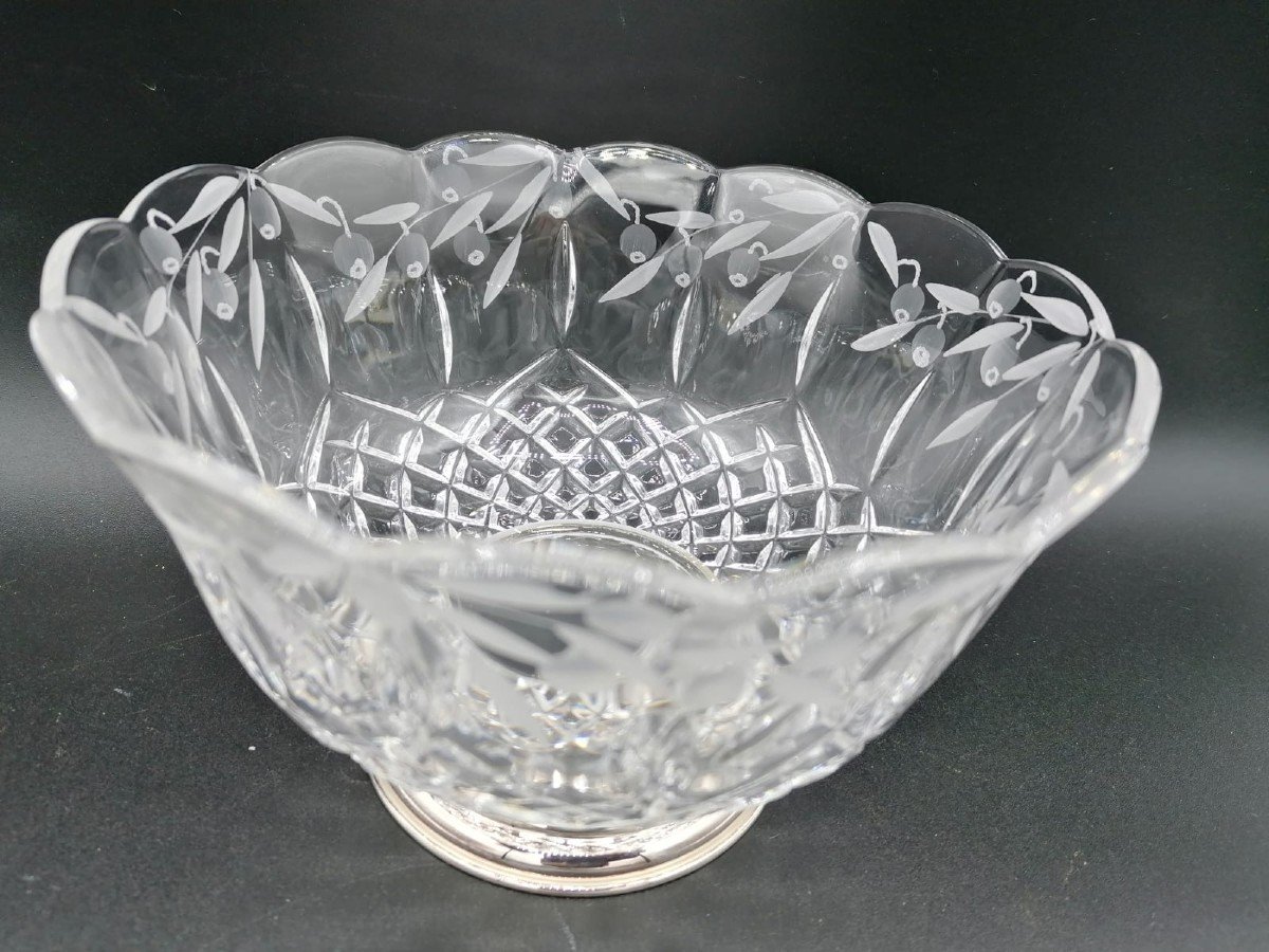 Old Glass Fruit Bowl And Silver Base-photo-2