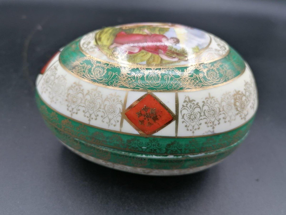 Antique Porcelain Lidded Box, Mythological Theme, Bohemia-photo-2