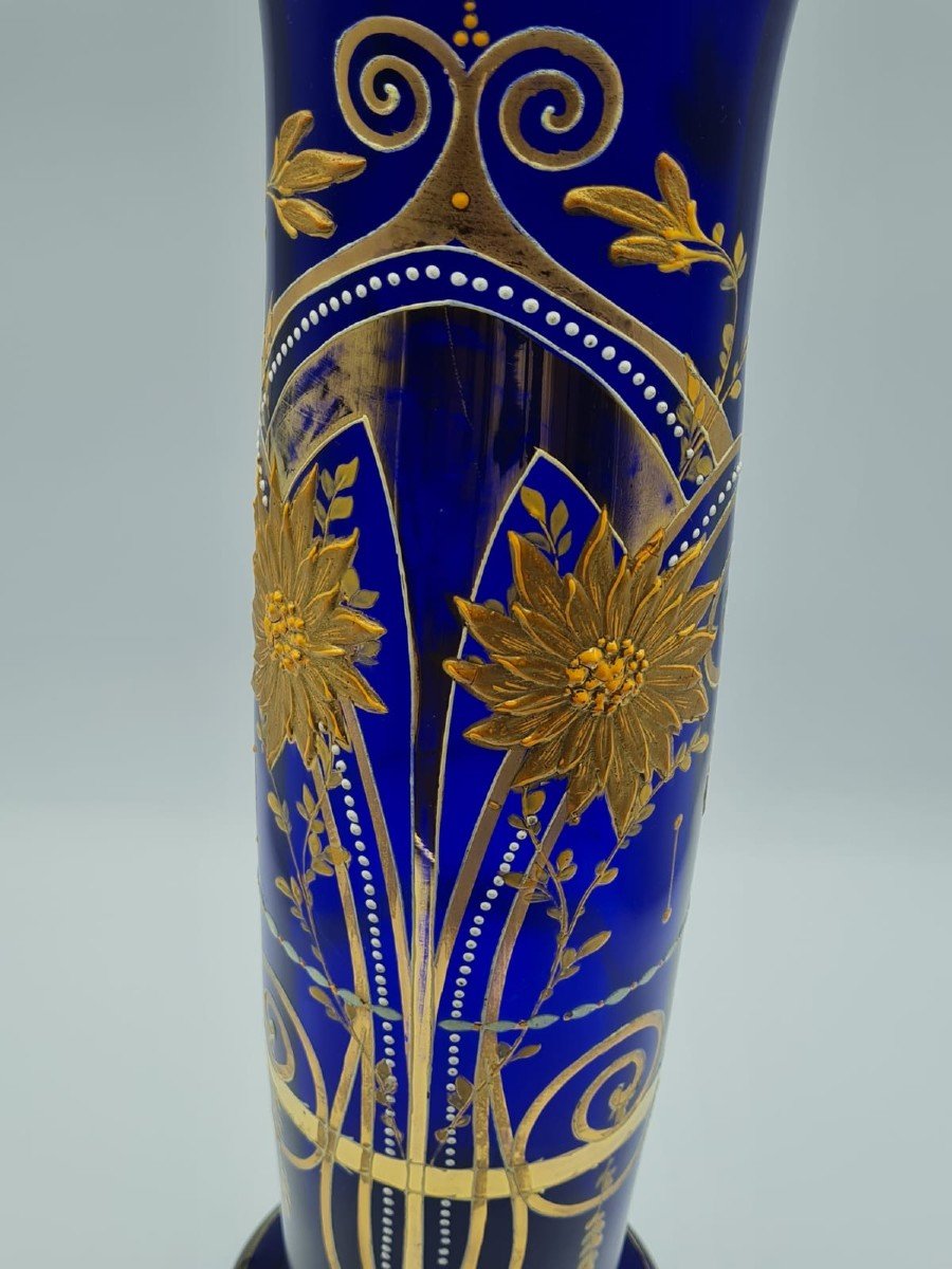 Antique Bohemian Glass Vase With Gold And Enameling Decoration-photo-3