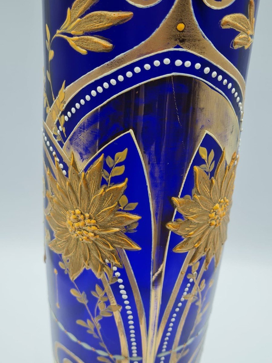 Antique Bohemian Glass Vase With Gold And Enameling Decoration-photo-4