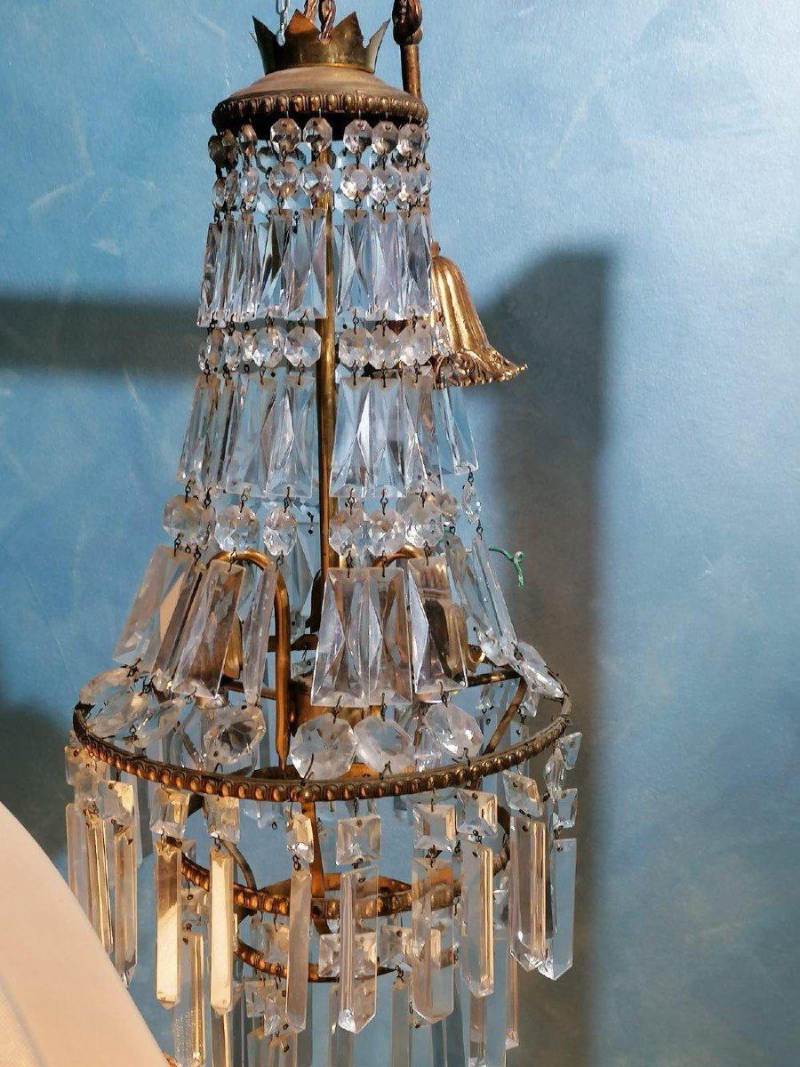 Antique Bulbous Shape Cut To Clear Chandelier-photo-3