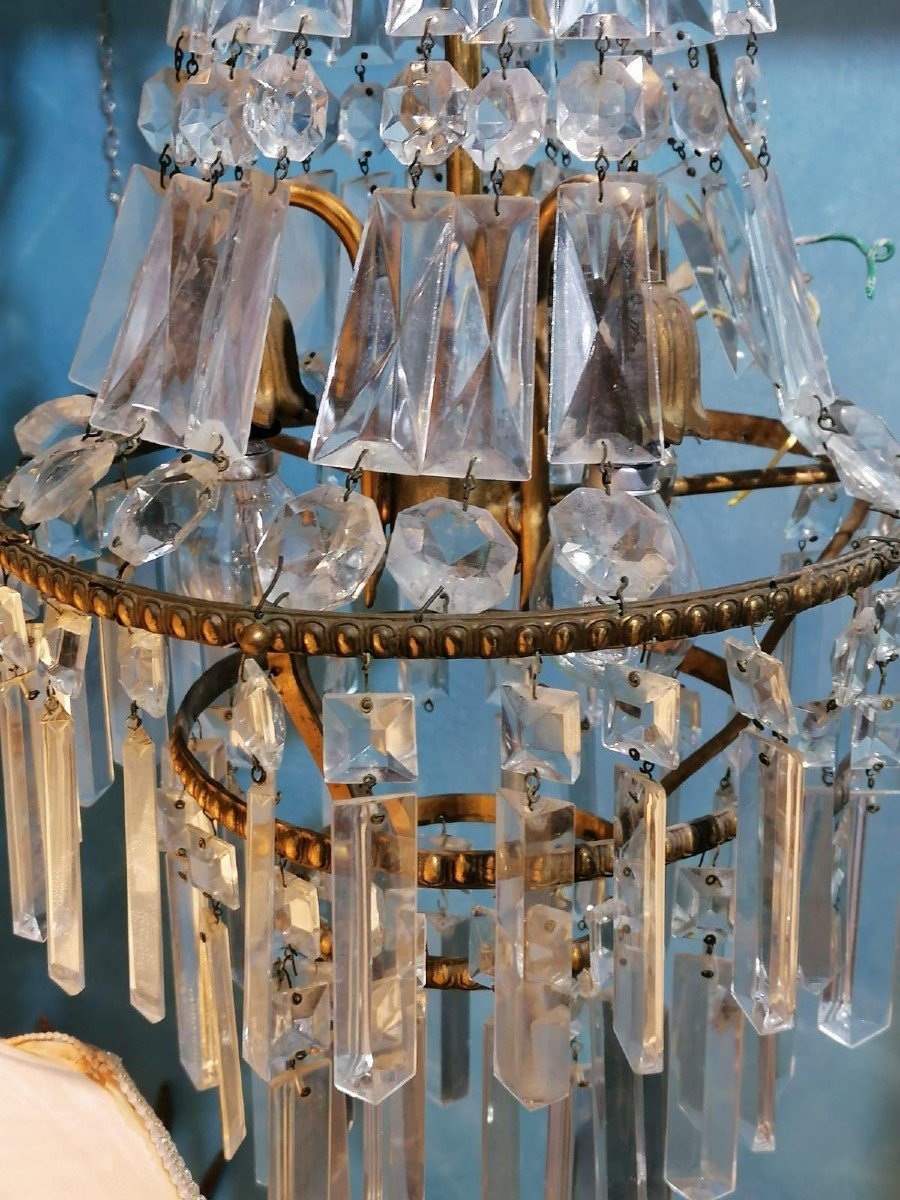 Antique Bulbous Shape Cut To Clear Chandelier-photo-4