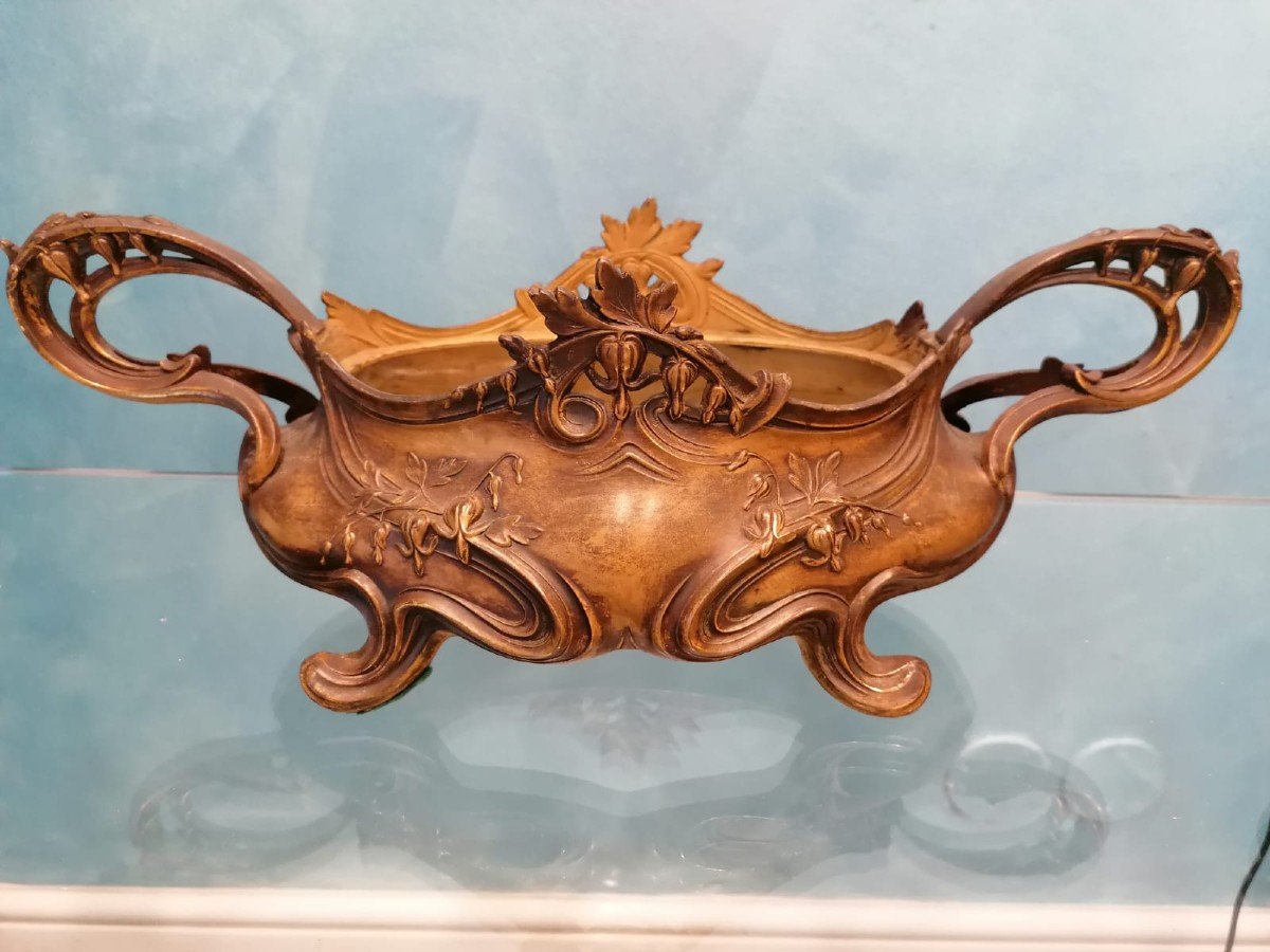 French Art Nouveau Bronze Planter