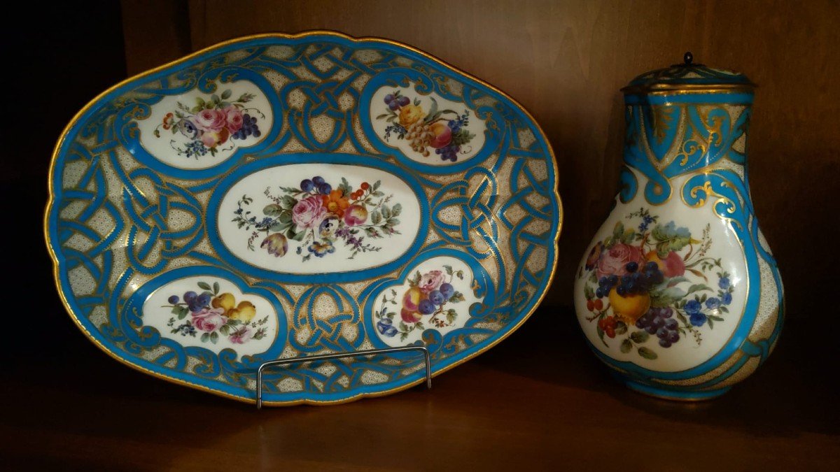 Vincennes Turned Water Pot, Its Lid And Its Oval Bowl (1st Size) In Porcelain-photo-8