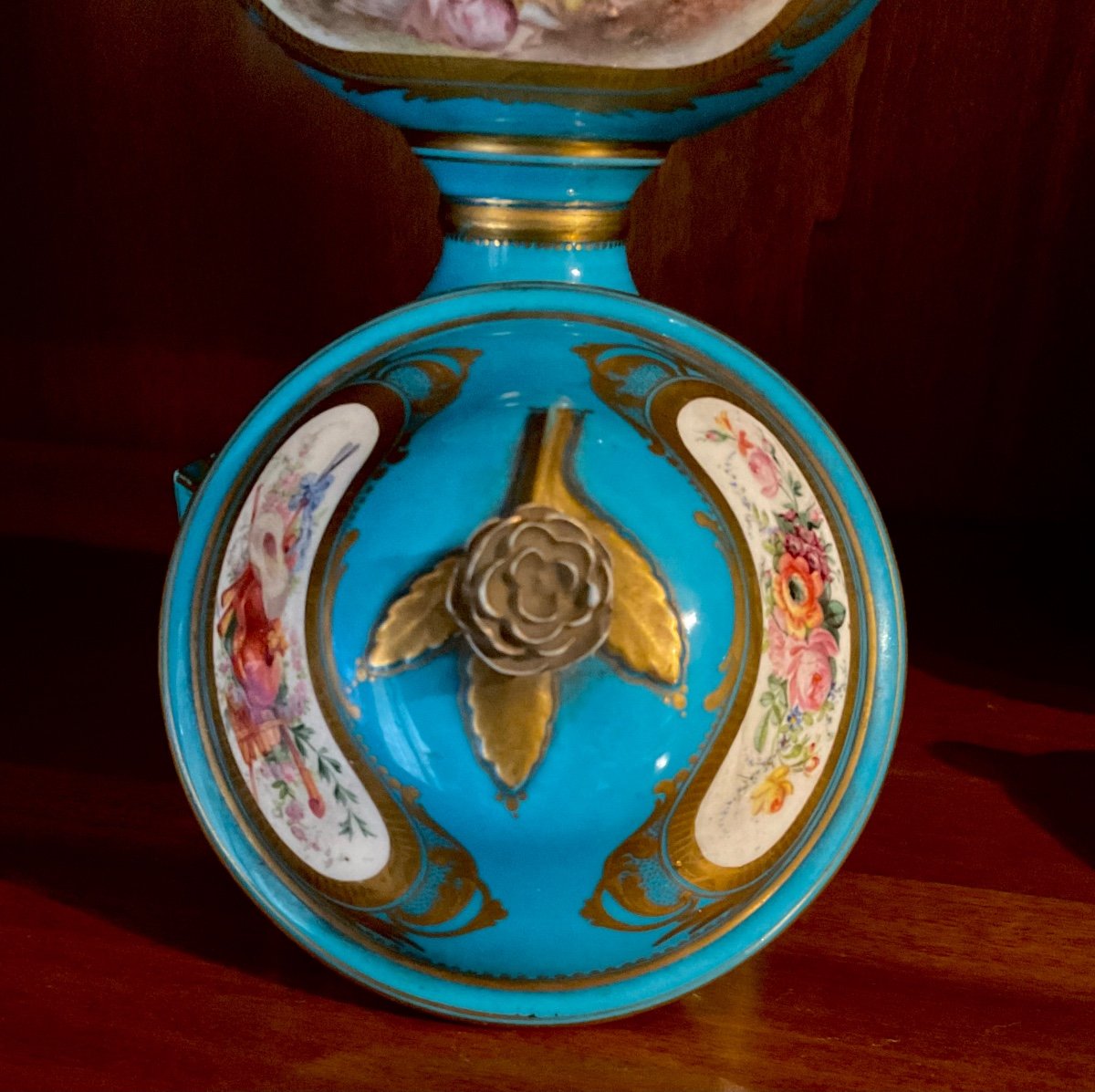 Celestial Blue Potpourri In Sèvres Porcelain, Large Reticulated Ornament, Painted-photo-6