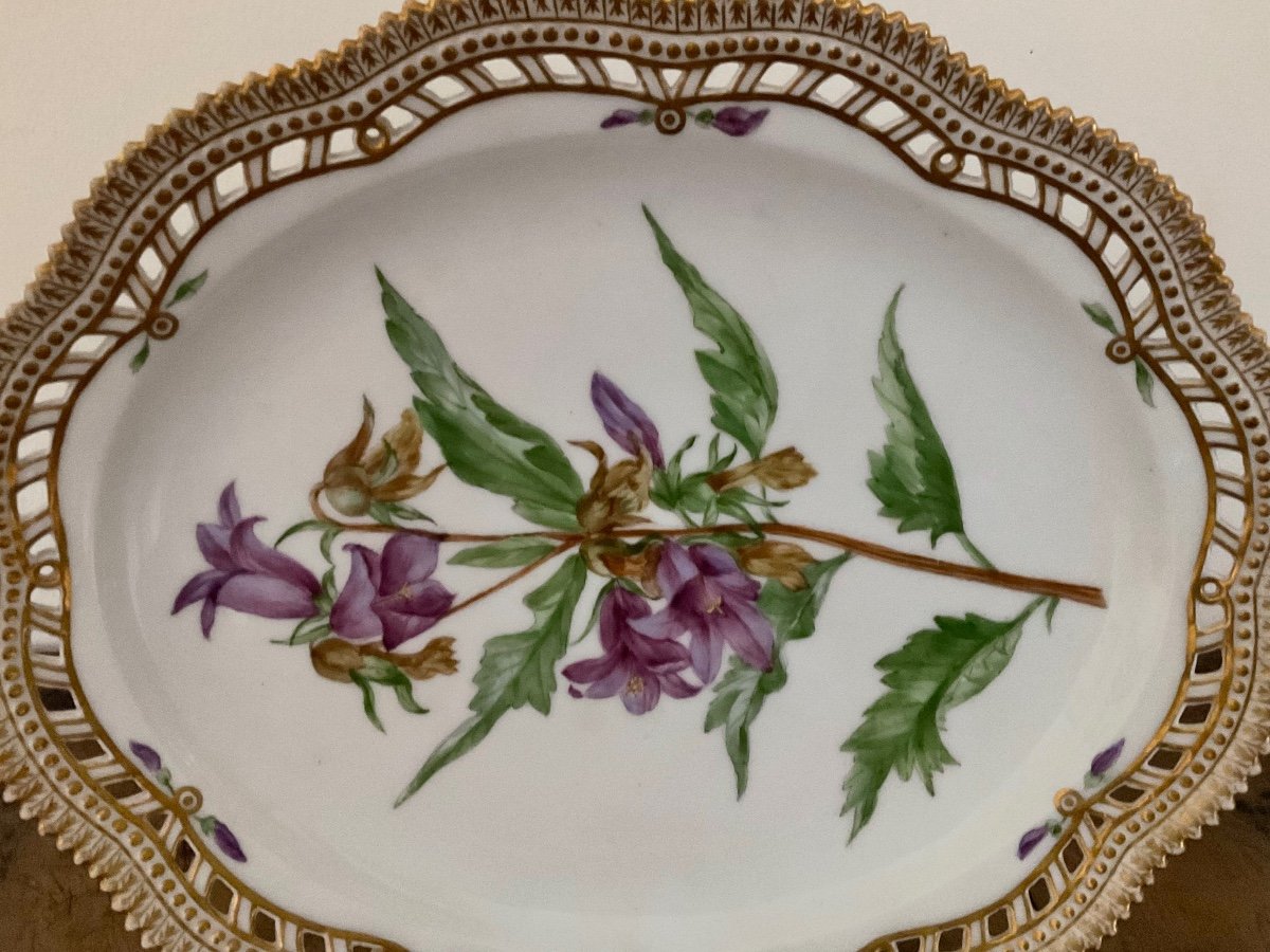 Royal Copenhagen Flora Danica Campanula Trachelium L Bellflower Oval Plate-photo-1