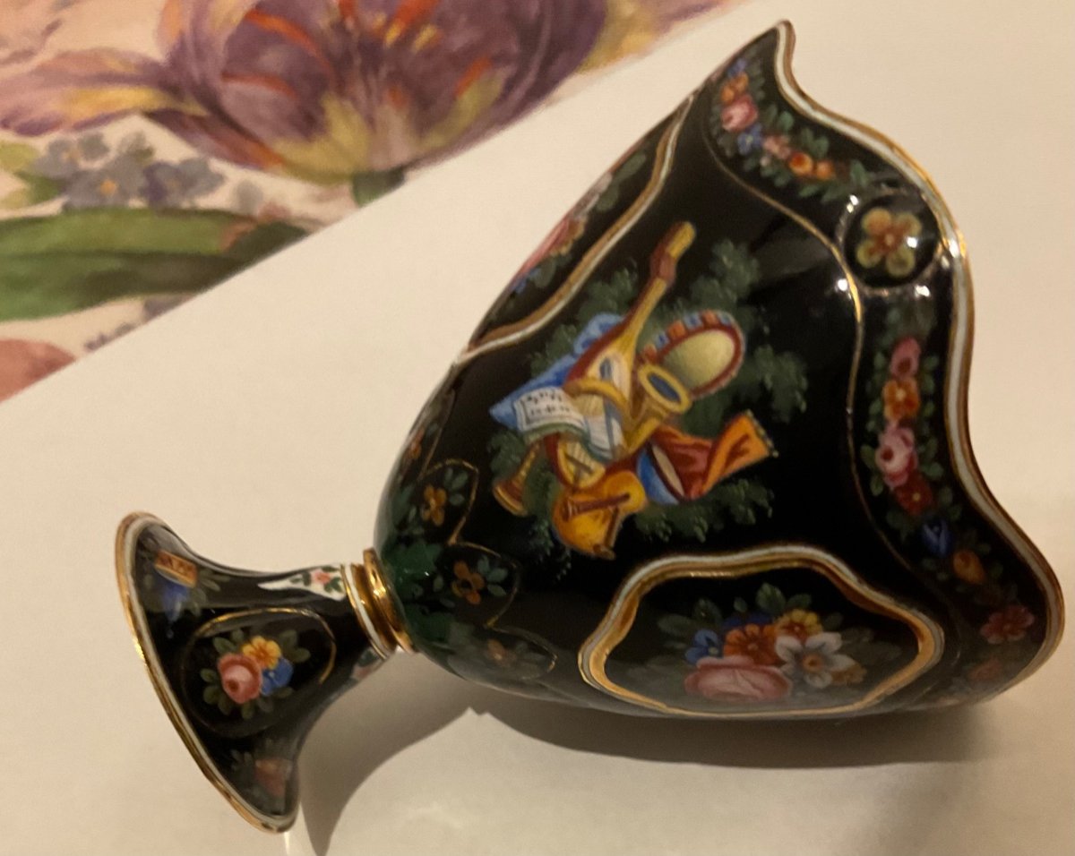 Zarf In Enameled Gold. Switzerland, Mid-19th Century For The Eastern Market-photo-2