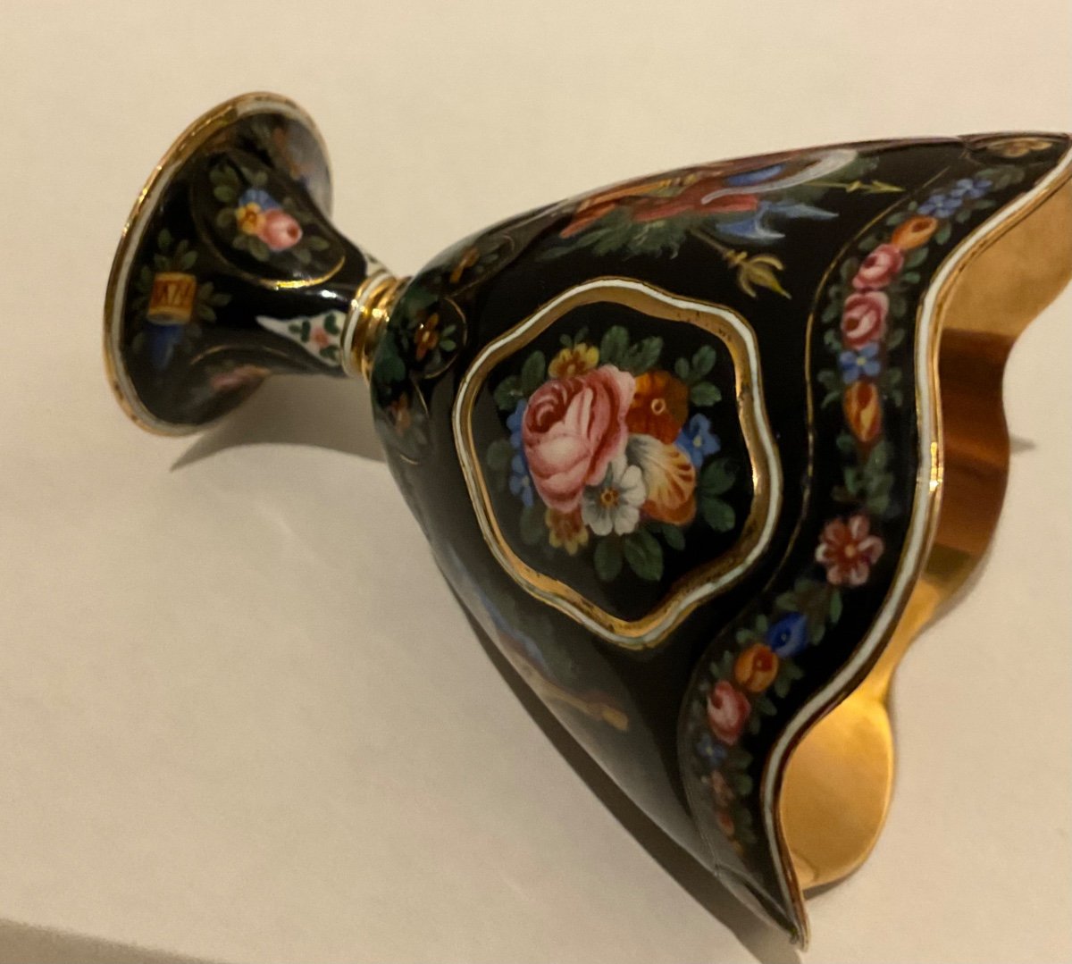 Zarf In Enameled Gold. Switzerland, Mid-19th Century For The Eastern Market-photo-3