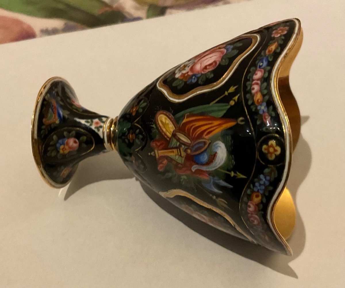 Zarf In Enameled Gold. Switzerland, Mid-19th Century For The Eastern Market-photo-4