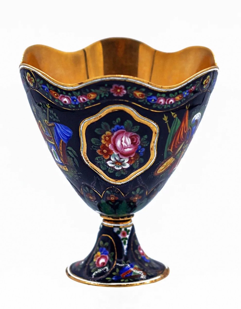 Zarf In Enameled Gold. Switzerland, Mid-19th Century For The Eastern Market