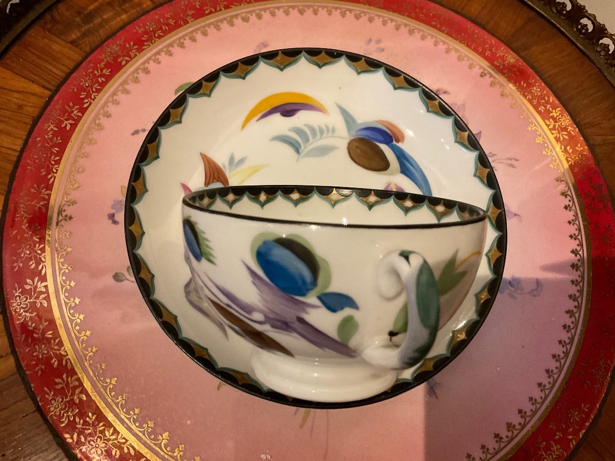 Cup On Saucer With "expressionist" Decoration In The Style Of Sergei V. Chekhonin Petrograd-photo-3
