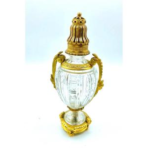 Rare! Baccarat Museum Signed Perfume Bottle With Bronze Double Handles