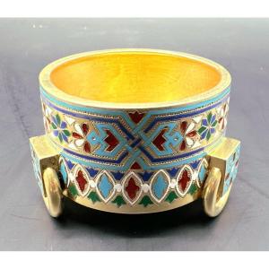 Russian Champlevé Enamel Salt Cellar By Chlebnikov,xlebnikov 