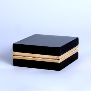 Square Black Opaline Glass Box 