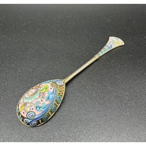 Cuillère russe impériale en argent émaillé ombré, 6 Artel