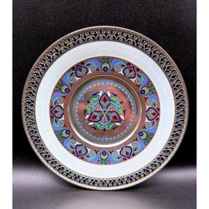 Russian Silver Champlevé Enamel Charger,khlebnikov,moscow 1898-1907