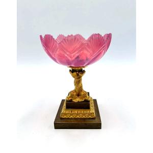 Antique Opaline Tazza Gorge De Pigeon Opaline. Charles X