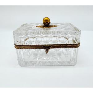 Coffret boîte cristal avec  bronze doré XIXè siècle
