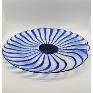 Murano Glass Centerpiece Plate Blue Green Designed By Federica Marangoni. Made By Itre.
