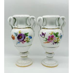 Pair Of Meissen Porcelain Vases.