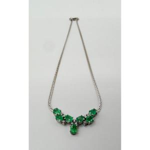 .emerald Bd Diamonds White Gold Necklace 
