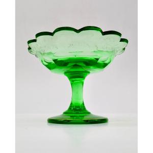 Antique Bohemian Biedermeier Uranium Glass Tazza