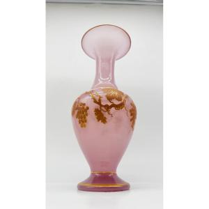 French Opaline Glass Vase In Pink,xixcentury 