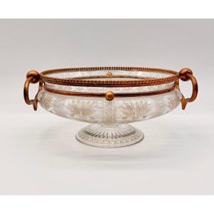 Baccarat, Engraved Crystal Centerpiece With Gilt Bronze Mount, Late 19th Century