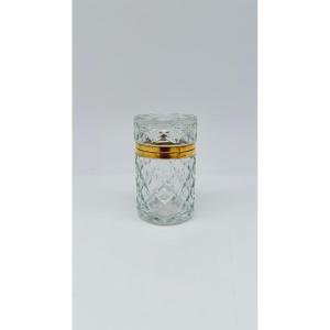 Flacon couvert en cristal taillé et bronze doré