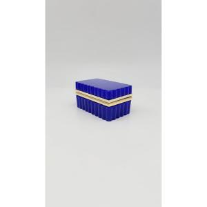 Boîte couverte en opaline bleu cobalt à monture en bronze doré, Napoléon III 