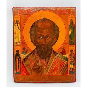 Icône de Saint Nicolas le Thaumaturge, tempera et dorure sur panneau, Russie, XIXe siècle