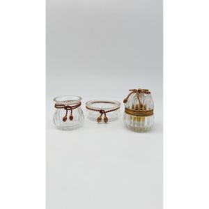 A French Gilt-bronze Mounted Moulded Crystal Toilette Garniture, Baccarat, Late 19 Th